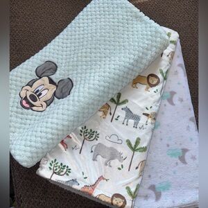 Baby Blanket Trio with Animal and Character Designs